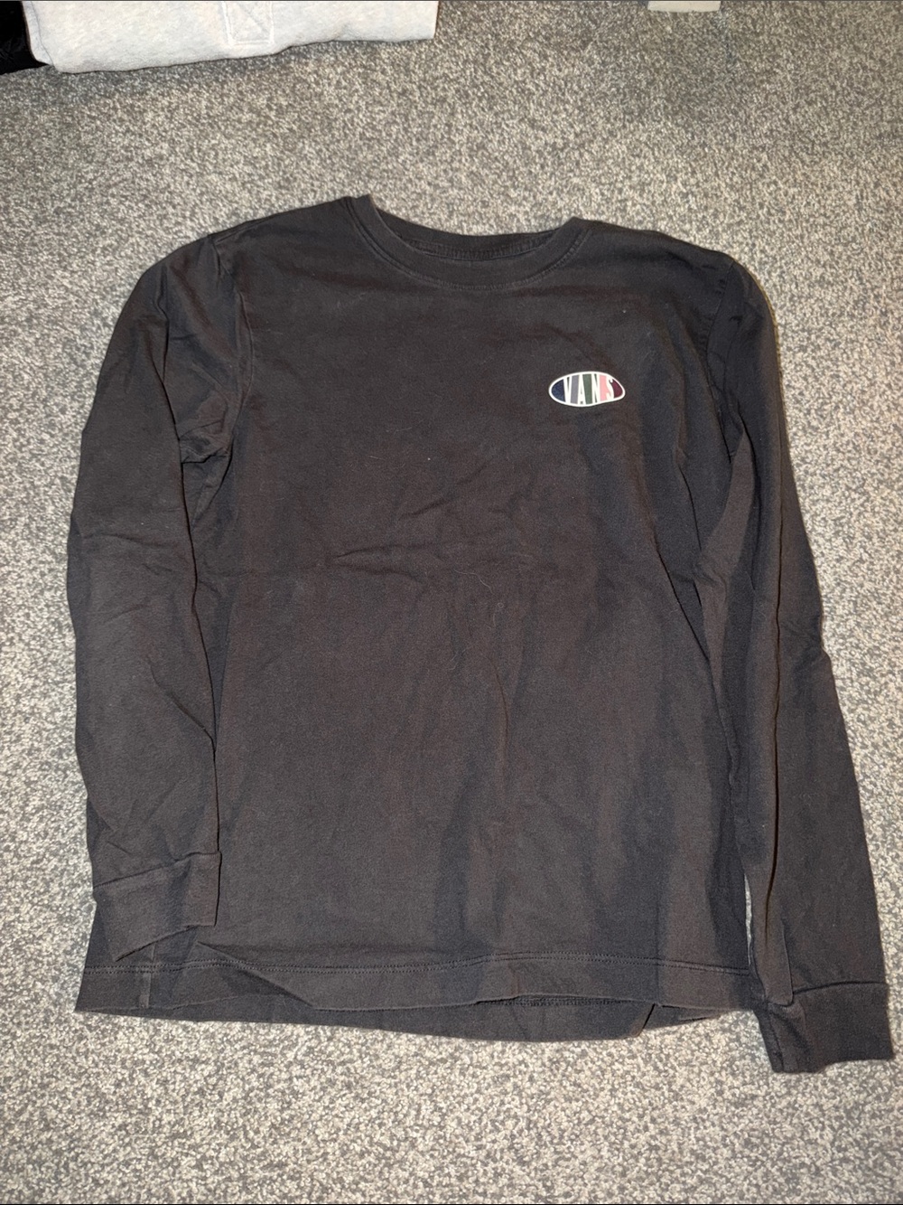 Vans Black Long Sleeve Tee with Small Oval Logo